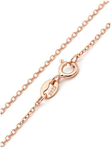 NaturSchatulle Feine Silberkette Rosegold 925 Sterling Silber 40-80cm Halskette ohne Anhänger Damen 1,2mm Ankerkette Ringverschluss Panzerkette (65cm)