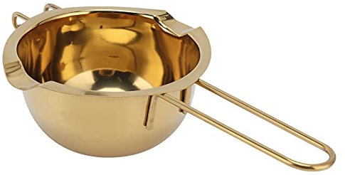 Ollas para baño maría, olla para derretir chocolate de acero inoxidable con asa para hacer chocolate, dulces y velas, 400 ml(Oro)