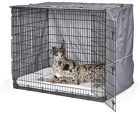 New World BCVR-54GY Hundebox-Abdeckung, sehr groß, Sichtschutz für Hundebox MidWest Ginormous Modelle SL54 und SL54DD, maschinenwaschbar und trocknergeeignet, 137 cm, hellgraues Designer-Muster