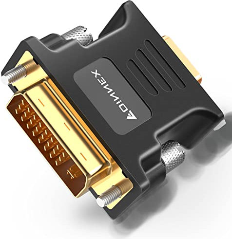 FOINNEX Adaptateur DVI a VGA, Convertisseur DVI-I 24+5 vers VGA, DVI to VGA Full HD 1080P, 24+5 DVI Mâle vers VGA Adapter pour PC, Cartes Graphiques, Jeux, Netbook, Anciens Moniteurs VGA, Projecteurs