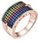 Musihy 925 Silber Ringe, Damenring Rechteckiger Bunter Zirkonia Roségold Ringgröße 60 (19.1)