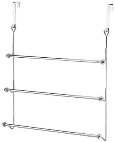Over Door Towel Rail Bathroom 3 Tier Chrome Towel Rack Hanger Holder Storage