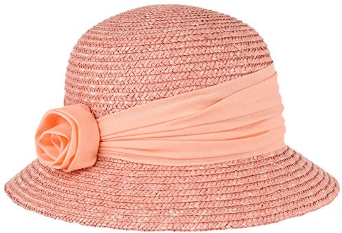 Seeberger Damen Sonnenhut Damenstrohhut eleganter Strohhut-Glocke mit Blume & UV-Schutz 80 Pink