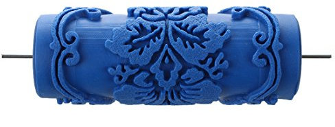 BEIEM Farbroller mit dekorativen Motiven, 15 cm, Blumenmuster, Blau