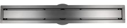 BERNSTEIN Duschrinne 90cm für Duschkabine Gunmetal Komplettset, Doppelseitiger Bodenablauf mit integriertem Siphon, Flache Edelstahl-Ablaufrinne FlexGT02 für Badezimmer