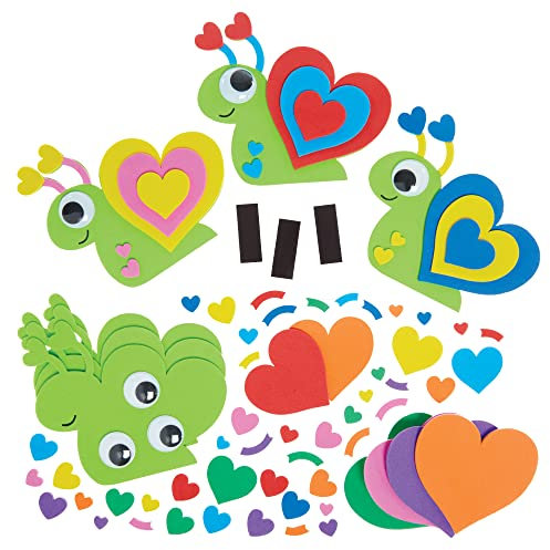 Baker Ross FX382 Schnecken-Liebesherz-Magnetbausatz - 8er-Pack, Schaumstoff-Bastelset zum Valentinstag für Kinder, Mittel