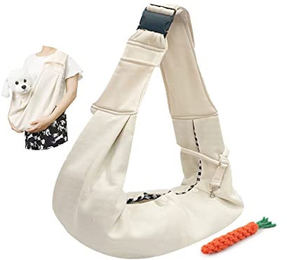 Treer Hundetragetasche, Hundetasche für Kleine Hunde 7kg Tragetasche Hund Verstellbaren Schultergurt Hundetragetuch Passend für Ausflüge und Aktivitäten im Freien (Einheitsgröße,Beige)