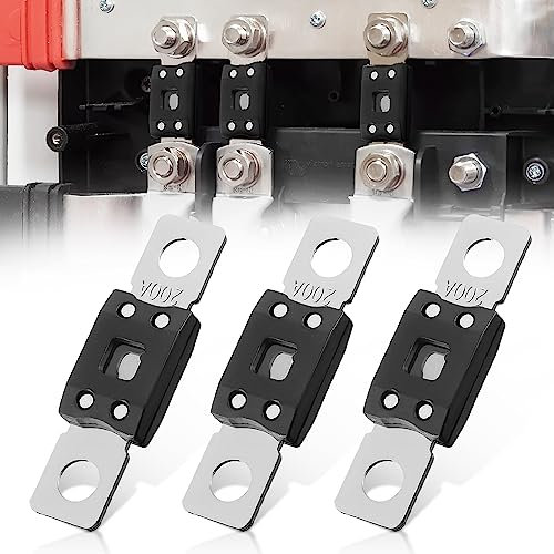 3 Stück Mega Sicherung, 200A Ampere bis 48V DC Mega Hochstromsicherung Schraubsicherung, Bolt-on Sicherung für PKW, LKW, Baufahrzeuge, Busse, Wohnwagen