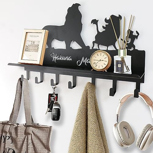 Viiluuxr Patères Pour Manteaux Patere avec étagère Murale 7 Crochets Porte Clef Mural Porte Manteau sans Percage Pour l'entrée, Salle de Bain, Chambre à Coucher, Cuisine, Salon Crochets Polyvalents.
