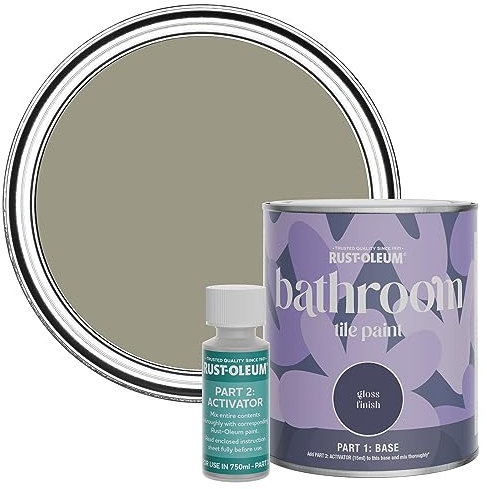 Rust-Oleum Green Water-Resistant Bathroom Tile Paint in Gloss Finish - Grounded 750ml