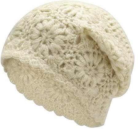 ZLYC Damen Winter Vintage Wolle Fischerhüte Bowler Hut(Gehäkeltes Beige)