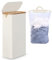 efluky Slim Laundry Basket with Lid, Tall Narrow Washing Basket for Laundry, Folding Small Slimline Laundry Baskets for Dirty Clothes, 63L Cloth Storage Basket Beige
