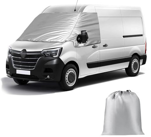 Frontscheibe Wrap Cover Ersatz für Renault Master 2010-2023, Ersatz für Opel Movano 2010-2023, Auto Windschutzscheiben Abdeckung Ersatz für Nissan NV400, 600D Luxus Sonnenschutz Schnee-Eisschutz