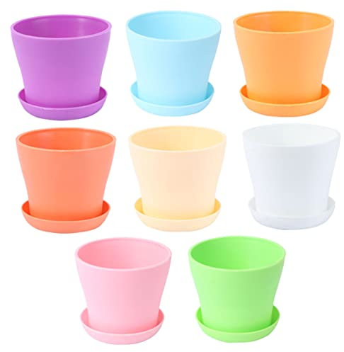 BESPORTBLE 8St Blumentöpfe Töpfe für Zimmerpflanzen Usambaraveilchen Gärtnereien Töpfe für Pflanzen Zimmerpflanzentöpfe Blumentopf mit Tablett Sukkulenten Pflanztopf grüner Dill