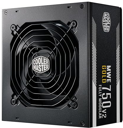 Cooler Master MWE Gold 750 V2 ATX 3.0 Alimentation Entièrement Modulaire (Prise EU), ATX 3.0, 80 Plus Gold 750W, Câblage Noir Plat, Ventilateur 120mm HDB, Seuil de Température Élevé, Garantie 5 Ans