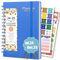 BLESWIN Wochenplaner 2025 2026, A5 Terminplaner 18 Monate Kalender 2025 A5 (20,8 x14,4 cm), Wochenplaner mit Stickern Tabs, Kalender 2025 Buchkalender Blau für Leben Arbeit Tagebuch
