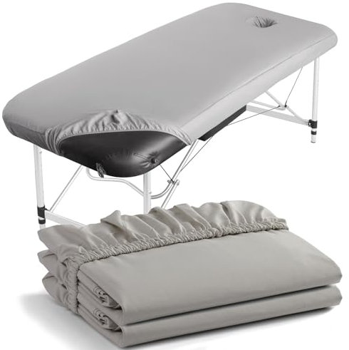 Eqivei Lot de 2 Housse Table Massage Lavables, Drap Housse Table de Massage Avec trou, Respirantes Housses de Protection pour lit de Massage, 70 x 190 x 12 cm