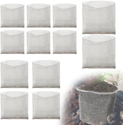 EFUTURETIME 12 cestas protectoras de raíces de acero inoxidable, protección de raíces para plantas, rejilla para roedores y plantas de jardín, bolsas de malla de metal para proteger las raíces de los