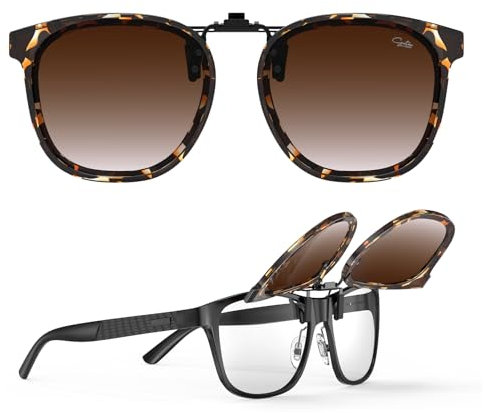 Goiteia Übergroße Sonnenbrille zum Anklippen über verschreibungspflichtigen Brillen, für Damen und Herren, modisches gerahmtes Design zum diskreten Verbergen Ihrer Brille, einfach an- und auszuziehen