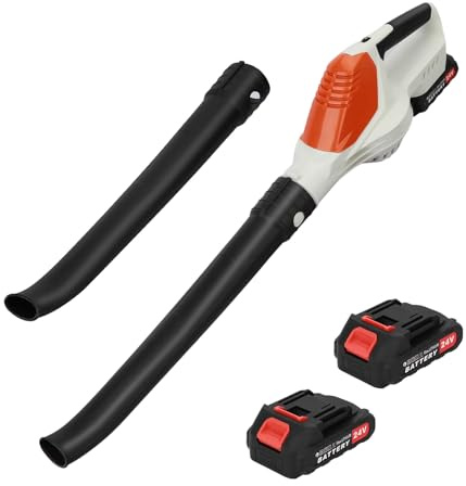 Haloppe Souffleur de feuilles électrique sans fil, léger de 180 CFM, avec 2 batteries de 1,5 Ah et chargeur, alimenté par batterie 24 V [150 mph] pour l'entretien de la pelouse, de la terrasse, des