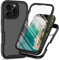 Togestar Phone Case for iPhone 16 Pro Max Built-in Screen Protector, 360 Degree Full Body Protection Shockproof Rugged Silicone Bumper Clear Back Case Cover for iPhone 16 Pro Max - Black