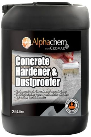 CROMAR AlphaChem Concrete Hardener & Dustproofer | High-Performance Surface Sealer for Concrete Floors | Quick Drying | Interior & Exterior Concrete Hardener and Dustproofer | Clear - 25L