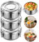 WIYETY 3 Stück Edelstahl Brotdose Rund, Φ10cm Auslaufsichere Brotdose, Lebensmittelbehälter Kinder, 304 Edelstahl Brotdose mit Deckel und Dichtring, kleine Lunchbox für Snacks Obst, Müsli, Suppen etc.