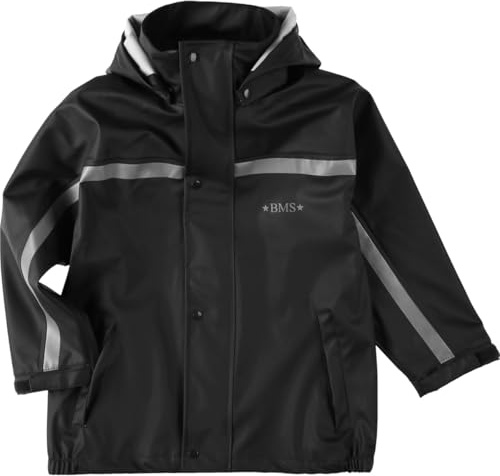BMS Buddeljacke, Regenjacke für Kinder mit abnehmbarer Kapuze in schwarz Größe 104