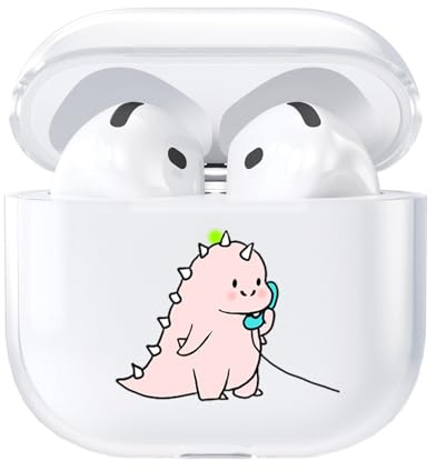 AKABEILA Hülle Kompatibel mit Apple AirPods 4 Transparente Schutzhülle Weich TPU mit Niedliches Design AirPods 4 Gen 2024 USB-C Ladehülle LED Front Sichtbar