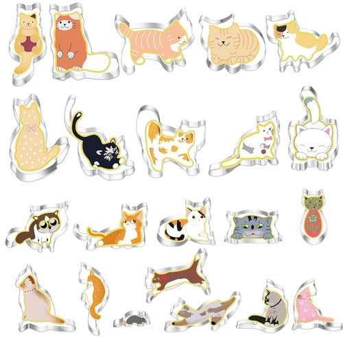 YILANJIN Cortadores de Galletas de Gato, 6 Piezas Moldes de Galletas Cortador Acero inoxidable para Cookie, Mini Cortador de Galletas de Animales para Cocina, Molde para Hornear para Pastel, Fiestas