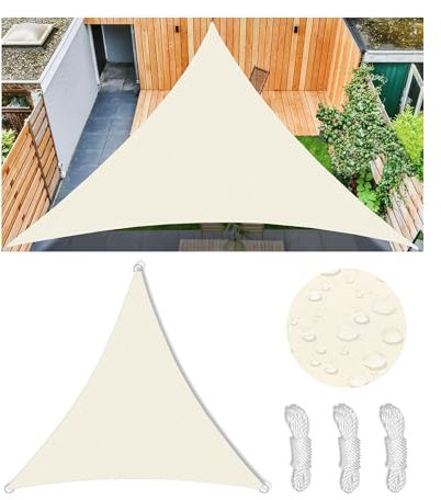 Sonnensegel Wasserdicht Dreieckig Viele Farbe Größe Balkon Sonnenschutz 98% UV Schutz Segeltuch Sonnensegel Markise Reißfest Wetterfest mit D-Ring und Kordel für Balkon Terrasse Garten 2x2x2M