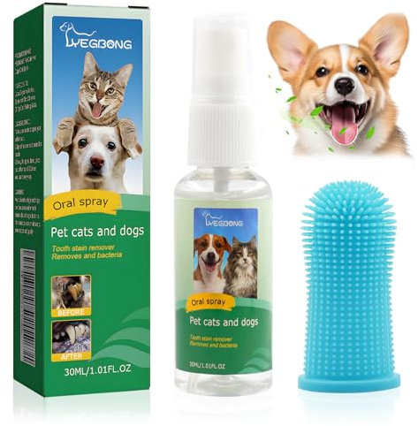 2 Stück Dentalspray Für Hunde Und Katzen,Zahnbürste Hund Katzen,Zahnreinigungsset Für Haustiere,Dentalspray Für Katzen,Zahnsteinentferner Hund Katzen,Zahnpflege Hund,Katzen Zahnpflege