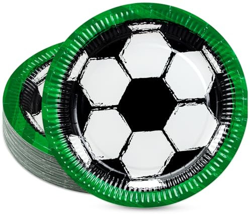 BFB Set di Piatti di carta Calcio 50 pezzi 23 cm Piatti da cena per festa usa e getta