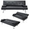 CROWNSHOP 3 Seater Sofas Modern Sofa Beds with Upholstered Convertible Sofas & Couches Couch Adjustable Angle Sofas with Metal Legs for Living Room/Spare Room/Guest Room Black PU Leather