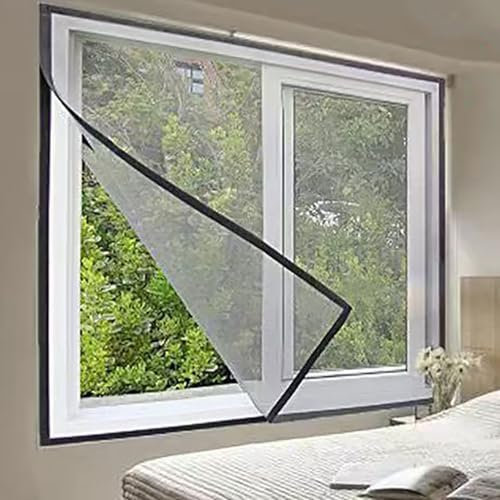 140x140cm Insektenschutz Fliegengitter Schiebefenster für Fenster mit Rolladen ohne Bohren, ausziehbarer Fliegenschutz komplett aufgebaut