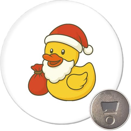 Huuraa Magnet Quietscheente Weihnachtsmann Comic Gummiente Geschenk 59mm Kühlschrankmagnet Flaschenöffner Quietscheente Weihnachtsmann Geschenkidee
