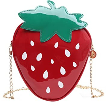 Mädchen-Umhängetasche mit Kette und Erdbeere, Organizer-Tasche für Damen