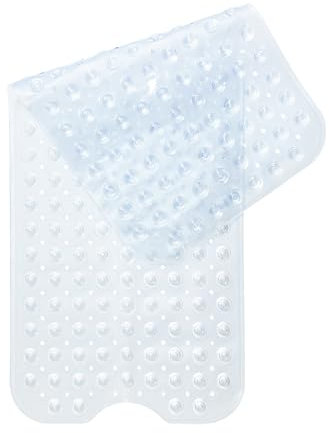 Alfombra Antideslizante para Bañera y Ducha 100x40cm, 200 Ventosas Ultra-Fuertes, Material Suave Antibacterial, Lavable a Máquina, Color Anti-Manchas, Seguridad Familiar (Transparente)