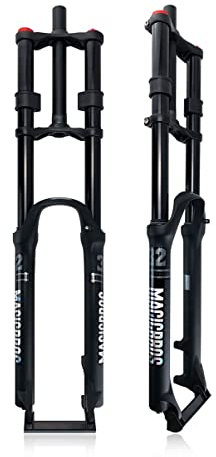 LXJBBD Fourche de suspension de vélo VTT double épaulement 160 mm Voyage 1-1/8, frein à disque de descente, compatible avec roues de 26 / 27,5 / 29 pouces