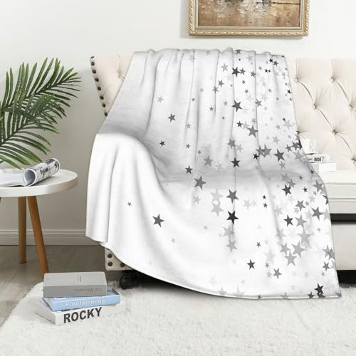 MAAPCHP Kuscheldecke Flauschig Decke Fleecedecke Sterne, Sternschnuppen Muster Graustuf Wohndecke Warm Winter Weich,Decke Couch Blanket,Wohn- & Kuscheldecken 150 x 200 cm,Sofa überwurfdecke