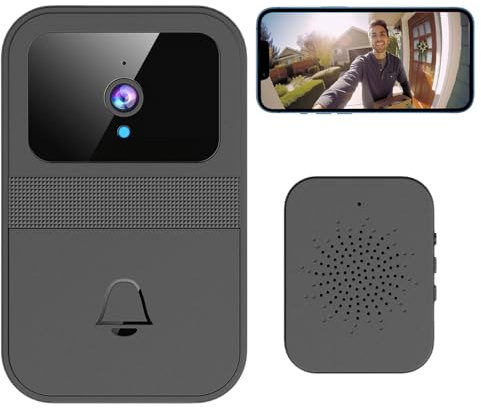 KEPEAK Türklingel mit Kamera, Video Türklingel mit Zwei-Wege-Audio, Nachtsicht, APP Fernzugriff, Akkubetrieben, Kostenloser Speicherplatz