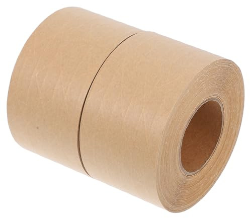 ANDRESLAD Lot de 2 Rubans Adhésifs Gommés en Papier Kraft Renforcé, 6 Cm X 45,7 M, Adhésif à Base D’eau, Résistant à L’usure, pour Emballage, Expédition et Encadrement Papier, Usage