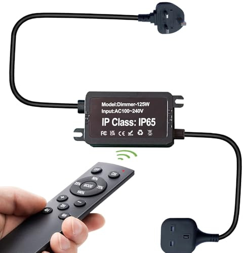 IP65 Remote Control Dimmer for LED Outdoor Indoor Festoon Lights Max 125W | with On/Off, Brightness adjust by 25% 50% 75% 100%, 2/4/6 Hours Timer Setting