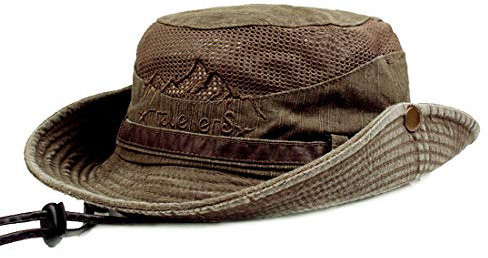KeepSa Cappello da Sole Uomo Donna Protezione UV Cappelli Estivi in Cotone cap da Spiaggia Safari Boonie Coppola da Pesca Pieghevole con Rete Traspirante e Cinturino Regolab