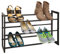 mDesign Teleskop-Schuhregal – auf 78,7 cm ausziehbares Schuhregal aus Metall mit DREI Ebenen – platzsparende Alternative zum Schuhschrank – schwarz