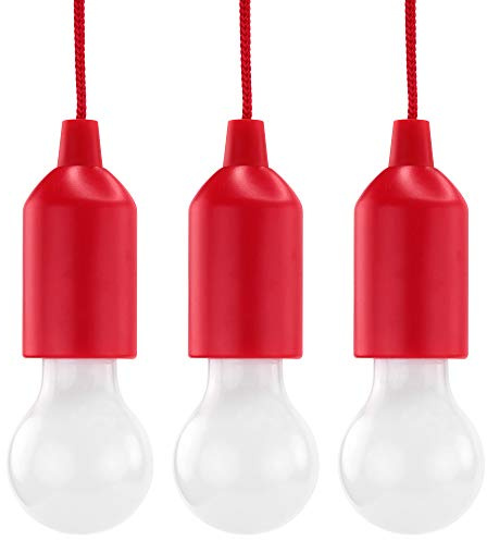 HyCell Pull Light 3er Set mit Zugschalter inkl. AAA Batterien - tragbare LED Lampe warmweiß - Mobile Leuchte ideal für Garten Schuppen Zelt Camping Dachboden Kleiderschrank oder Party Dekoration