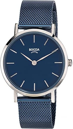 Boccia Damen Analog Quarz Uhr mit Edelstahl Armband 3281-07