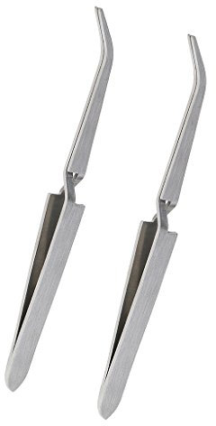 2pcs C Curved Nail Art Tweezers Shaping Pinch for Nail Decoration Beads Gem Picking, Eyelashes Makeup Tool