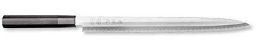 KAI Seki Magoroku KK Yanagiba 30 cm Klingenlänge - 8A solid 58 (±1) HRC rostfreier Carbonstahl - handgefertigt in Japan - schwarzer Pakkaholzgriff - Sushi und Sashimi Messer Fischmesser Made in Japan