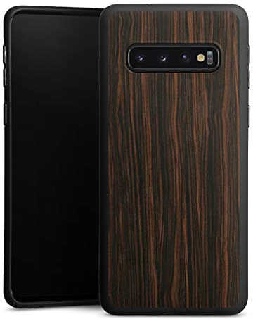 DeinDesign Premium Silikon Hülle kompatibel mit Samsung Galaxy S10 Handyhülle schwarz Case Holz Makassar Holzoptik